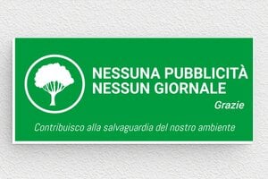 Cartello 'Nessuna Pubblicità, Nessun Prospetto' - undefined - vert-blanc - glue - it-nessuna-pubblicita-003-1-1747212486960