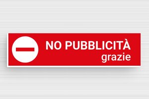 Targhette "pubblicità no grazie" - Cartello in PVC 'No Pubblicità' - undefined - rouge-blanc - glue - it-nessuna-pubblicita-80x20