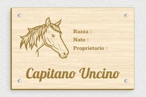 Targhe personalizzate per cavalli - Legno - undefined - erable - screws - it-nome-cartello-stalla-cavalli-002-4-1747210277330