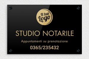 Targhe per ufficio personalizzate - Plexiglass - undefined - noir-or - screws-caps - it-notariato-003-0-1747212150339