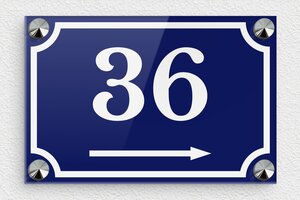 Numeri civici  - Plexiglass inciso - undefined - bleu-blanc - screws-caps - it-numero-casa-freccia-001-3-1747297199667