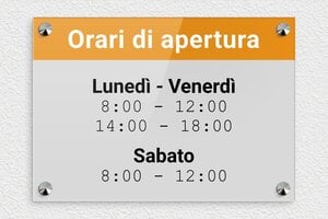 Cartelli orari negozio  - Plexiglass - undefined - custom - screws-caps - it-orario-apertura-cartello-001-3-1747209547582
