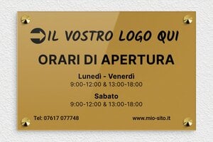 Cartelli orari negozio  - Plexiglass - undefined - or-fonce-noir - screws-caps - it-orario-apertura-cartello-azienda-001-0-1747209706865