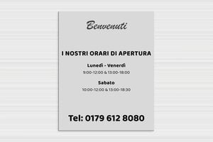 Cartelli orari negozio  - Alluminio Dibond - undefined - custom - none - it-orario-apertura-cartello-negozio-004-3-1747209770103
