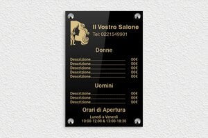 Cartelli orari negozio  - Plexiglass - undefined - noir-or - screws-caps - it-orario-apertura-cartello-salone-004-0-1747209635313