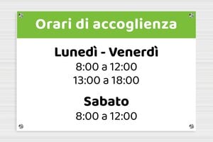 Cartelli orari negozio  - PVC Forex - undefined - custom - screws-spacer-large - it-orario-apertura-insegna-azienda-002-3-1747209582628