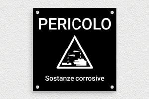 Targhe di tipo industriale - Cartello 'Pericolo: Sostanze Corrosive' - undefined - noir-blanc - screws - it-pericolo-sostanze-corrosive-002-2-1747211512117