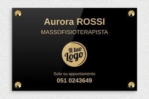 Targhe per studi fisioterapici - Plexiglass - undefined - noir-or - screws-caps - it-ppro-fisioterapista-002-0-1747646707330