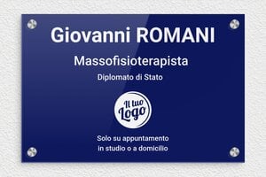 Targhe per studi fisioterapici - Plexiglass - undefined - bleu-blanc - screws-caps - it-ppro-massaggiatore-fisioterapista-001-2-1747646673276
