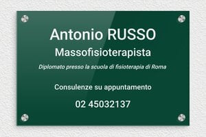 Targhe per studi fisioterapici - Plexiglass - undefined - vert-blanc - screws-caps - it-ppro-massaggiatore-fisioterapista-003-2-1747646952475