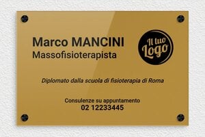 Targhe per studi fisioterapici - Plexiglass - undefined - or-fonce-noir - screws-caps - it-ppro-massofisioterapista-001-1-1747646693871