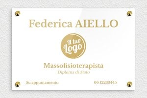 Targhe per studi fisioterapici - Plexiglass - undefined - blanc-or - screws-caps - it-ppro-massofisioterapista-003-1-1747646962305