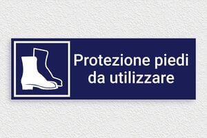 Targhe professionali per ogni settore - Cartello 'Obbligo di indossare scarpe di sicurezza' - undefined - bleu-marine-blanc - glue - it-scudo-protezione-piedi-002-3-1747211005243