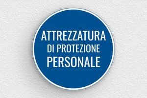 Segnaletica di sicurezza sul lavoro - Cartello rotondo 'Obbligo di indossare dispositivi di protezione individuale' - undefined - bleu-blanc - glue - it-segnaletica-sicurezza-industriale-002-3-1747210909431