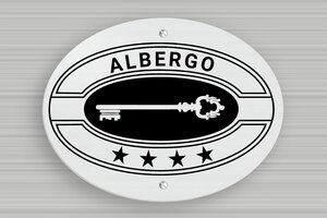 Targhe per locazioni turistiche (CIN 2025) - Alluminio inciso - brosse-noir - screws - it-settore-turismo-hotel-aluminium-engraved