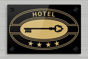 Targhe per locazioni turistiche (CIN 2025) - Plexiglass inciso - noir-or - screws-caps - it-settore-turismo-hotel-engraved-048123