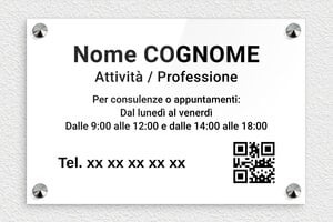 Targhe per studi fisioterapici - Plexiglass - undefined - blanc-noir - screws-caps - it-targhetta-codice-qr-006-3-1747647028218