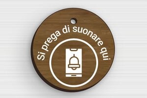 Targhette citofono in legno - Targhetta 'Si prega di suonare prima di entrare' - undefined - noyer - holes-only - it-targhetta-legno-campanello-003-1-1747216167742