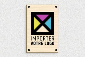 Plaque professionnelle association - logo-bois-quadri-5 - 200 x 300 mm - erable - screws-spacer - logo-bois-quadri-5