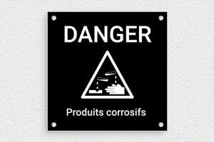 Marquage industriel - Plaque danger produits corrosifs - 150 x 150 mm - PVC - noir-blanc - screws - marquage-industriel-002-2