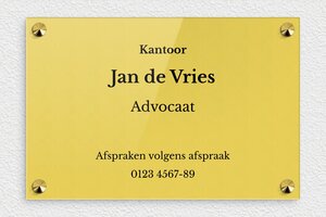 Bedrijfsnaamborden Advocaat - Gegraveerd plexiglas - or-clair-noir - screws-caps - nl-nl-advocaat-kantoor-001-5-1756723605008 Bedrijfsnaamborden Advocaat - Gegraveerd plexiglas - or-clair-noir - screws-caps - nl-nl-advocaat-kantoor-001-5-1756723605008