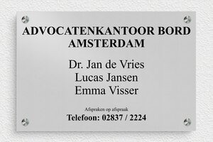Aluminium bedrijfsborden - Bedrukt aluminium  - anodise-noir - screws-spacer - nl-nl-advocatenkantoor-002-5-1756808870058
