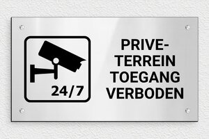 Camerabewaking borden - Bord 'Privéterrein, Toegang Verboden' - gris-brillant-noir - screws - nl-nl-alarm-bord-007-1-1756796207833
