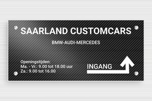 Bedrijfsborden - Gegraveerd PVC - carbon-blanc - screws - nl-nl-bedrijfs-bord-003-1-1756801218526