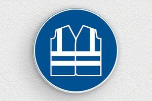 Veiligheidsborden - Rond bord: Het dragen van een veiligheidsvest is verplicht - bleu-blanc - glue - nl-nl-bouwplaats-bord-003-3-1756722735628