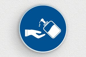 Gebodsborden - Rond bord voor desinfectiegel - bleu-blanc - glue - nl-nl-covid-bord-003-3-1756723301136
