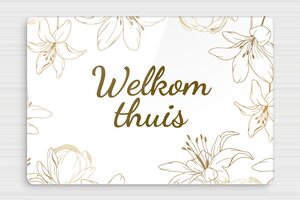 Welkomstborden - Bord 'Welkom bij ons met bloemenmotief' - custom - glue - nl-nl-deur-bord-welkom-005-1-1756796310985