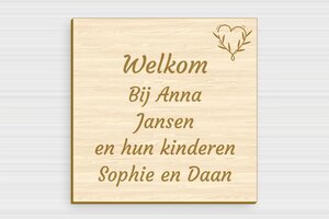 Hout naambordje voordeur - Gegraveerd hout - erable - glue - nl-nl-deur-bord-welkom-007-2-1756796291558