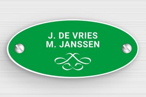 Ovale Plaat - Gegraveerd PVC - vert-blanc - screws - nl-nl-deurbel-plaatje-twee-namen-002-1-1756800582881