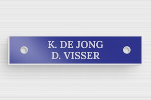 Aluminium naamplaat voor brievenbus - Bedrukt aluminium  - bleu-blanc - holes-only - nl-nl-deurbordje-twee-namen-001-2-1756810083160