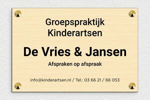 Houten bedrijfsborden - Gegraveerd PVC - erable-noir - screws-caps - nl-nl-dokter-praktijk-hout-bord-003-1-1756801458217