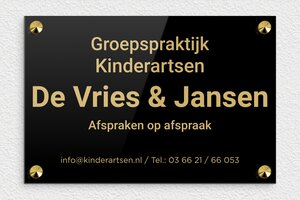 Bedrijfsnaamborden Arts - Gegraveerd plexiglas - noir-or - screws-caps - nl-nl-dokterspraktijk-bord-002-1-1756801285985