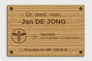 Houten bedrijfsborden - Gegraveerd hout - chene - screws-caps - nl-nl-dokterspraktijk-houten-bord-002-3-1756801426748