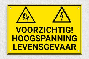 Waarschuwingsbord elektriciteit - Bord 'Waarschuwing Hoogspanning' - jaune-noir - screws - nl-nl-elektro-bord-002-3-1756800103746
