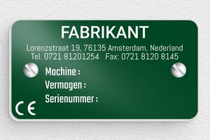 Borden per Sector / Branche - Bedrukt aluminium  - vert-blanc - screws - nl-nl-fabrikant-bord-sectie-industrie-001-3-1756810276388