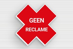 Naamplaat voor brievenbus "geen reclame" - Bord 'Geen Reclame' in kruisvorm - rouge-blanc - glue - nl-nl-geen-reclame-003-3-1756724163865