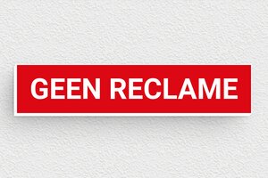 Naamplaat voor brievenbus "geen reclame" - Bord 'Geen reclame alstublieft' - rouge-blanc - glue - nl-nl-geen-reclame-027-1-1756724135870
