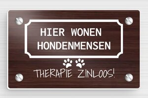Honden bord - Bord 'Pas op, loslopende honden' - noyer-blanc - screws - nl-nl-hond-bord-004-2-1756807225485