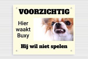 Honden bord - Bord 'Voorzichtig, humeurige hond' - custom - screws - nl-nl-hond-bord-004-4-1756806394453