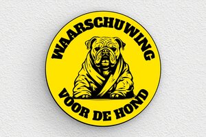 Hier waak ik bord - Rond bord 'Pas op voor de hond' - jaune-noir - glue - nl-nl-hond-bord-006-3-1756799777146 Hier waak ik bord - Rond bord 'Pas op voor de hond' - jaune-noir - glue - nl-nl-hond-bord-006-3-1756799777146