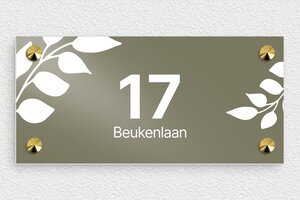 Adresborden - Bedrukt aluminium  - taupe-blanc - screws-caps - nl-nl-huis-adres-bord-008-1-1756809979361