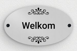Aluminium naambordje voordeur  - Ovaal Welkomstbord - anodise-noir - screws-caps - nl-nl-huis-deur-bord-alu-003-4-1756809310085