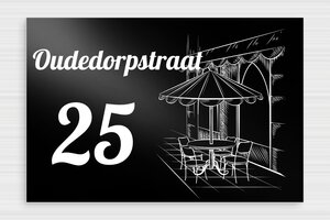 Aluminium naambordje voordeur  - Gegraveerd aluminium  - noir-blanc - glue - nl-nl-huis-deur-bord-alu-004-2-1756803532269