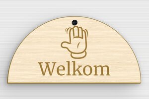 Hout naambordje voordeur - PVC Deurbord 'Welkom' - erable - screws-caps - nl-nl-huis-deur-bord-hout-002-3-1756803580291