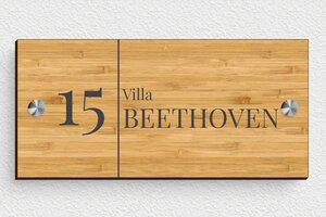 Hout naambordje voordeur - Bedrukt hout - bambou - screws-spacer - nl-nl-huis-deur-bord-hout-002-5-1756803595807