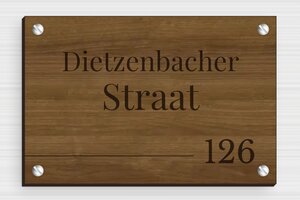 Hout naambordje voordeur - Gegraveerd hout - noyer - screws - nl-nl-huis-deur-bord-hout-003-4-1756803616276